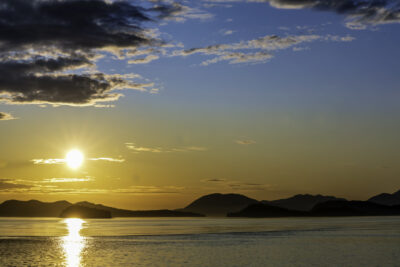 Sunset over the water in Alaska