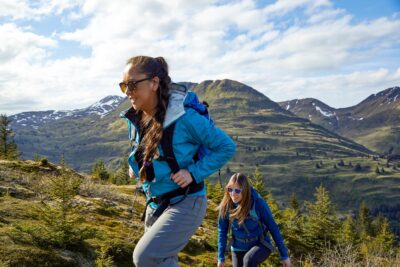 Two women hiking in Alaska